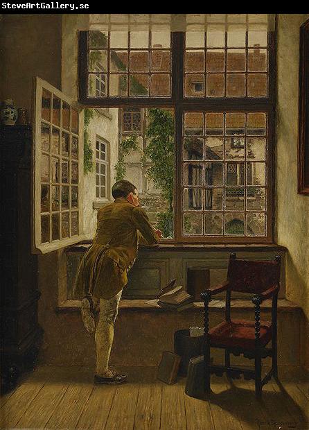 Henrik Nordenberg Interior with a boy at a window